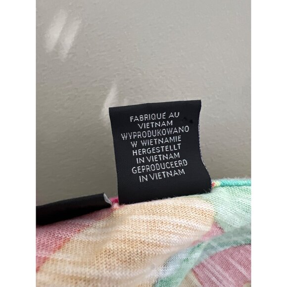 Tahari T Shirt Plus Size 3X Linen Tropical V Neck Short Sleeve Top Multi Boho - Picture 4 of 6